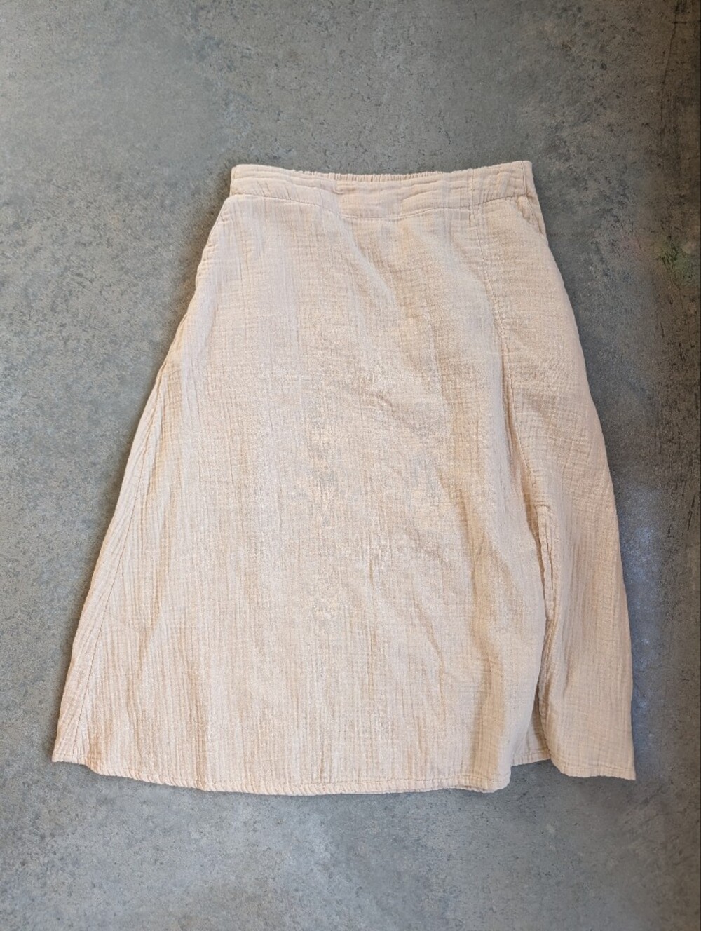 NORDSTROM Caslon Cotton Gauze Midi Skirt Pull On Soft Side Slit Medium Light Tan